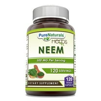 Pure Natural Neem 500 Mg Per Serving 120 Veggie Capsules Supplement | Non-GMO | Gluten Free | Made in USA | Suitable for Vegetarians