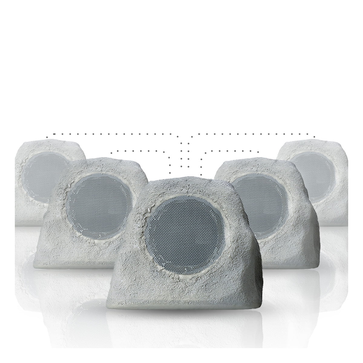 iHome Audio iHRK-500S-PR Solar Powered Rechargeable Bluetooth Outdoor Rock Speakers with TWS Linking - Pair (Gray Slate)