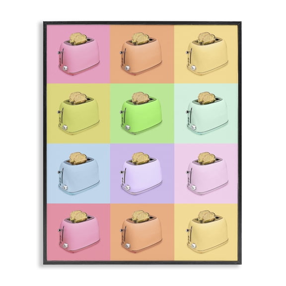Stupell Industries Eclectic Golden Disco Toaster Collage Black Framed Giclee Art, 11 x 14, by LISH Creative