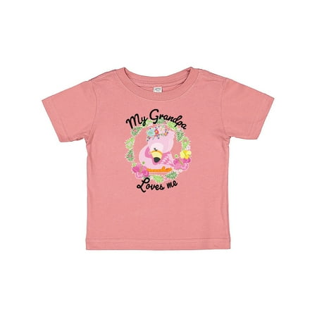 

Inktastic Baby Flamingo My Grandpa Loves Me with Flower Wreath Gift Baby Boy or Baby Girl T-Shirt