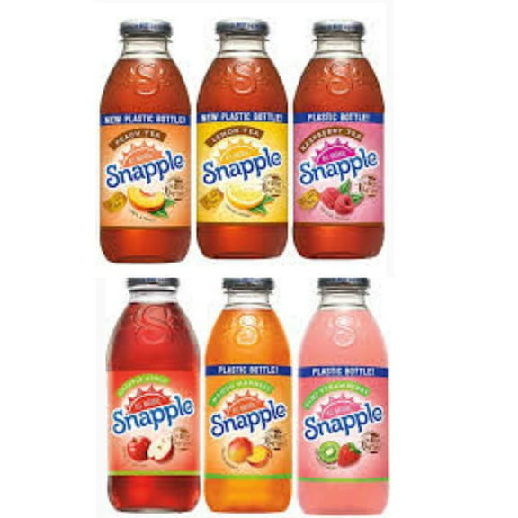 Snapple 16 oz Variety Pack 24, 4 Apple, 4 Kiwi Strawberry, 4 Mango Madness, 4 Peach, 4 Lemon, 4 Raspberry, Pack of (24, 16, 8)