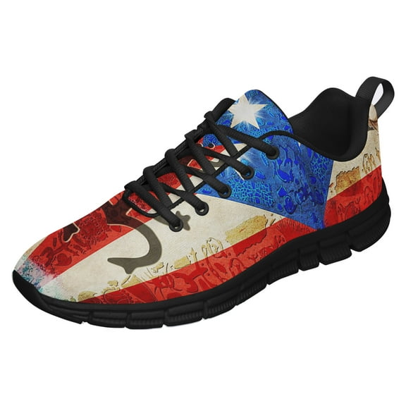 Boricua Puerto Rico Running Shoes Sneakers Mesh Black Size 3.5