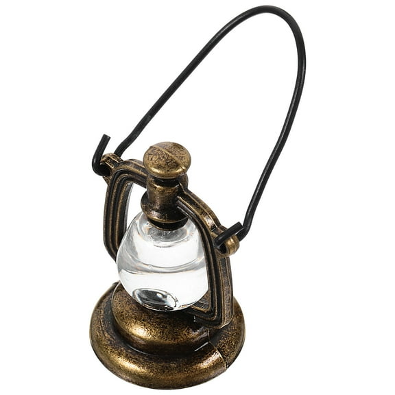 UNOMOR Mini Oil Lamps Brown Alloy Decorative Dollhouse Decor Miniature Life Scene 1Set