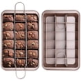 thumbnail image 1 of Molde rectangular antiadherente para brownies con divisores y base extraíble, perfecto para muffins, pasteles y cupcakes, acero al carbono duradero, 31 cm x 20 cm, 1 of 8