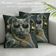 thumbnail image 3 of Orinice Throw Pillow Cover Cool Rich Gangster Boss Cat Pillow Covers Grey Black Pillowcovers Soft Double Side Print Sofa Linen Square Throw Pillowcover  for Living Room Bedroom Car Decor White, 3 of 5