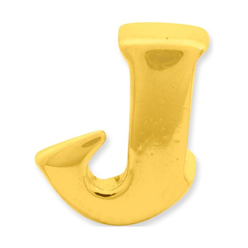 925 Sterling Silver Gold-plated Reflections Letter J Bead; for Adults and Teens; for Women and Men