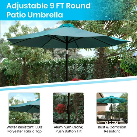 Flash Furniture - Patio Umbrella and Base - Teal