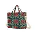 thumbnail image 7 of FORMRS Womens Corduroy Tote Bag Crossbody Shoulder Handbag with Pocket, Red Christmas Poinsettias, 7 of 7