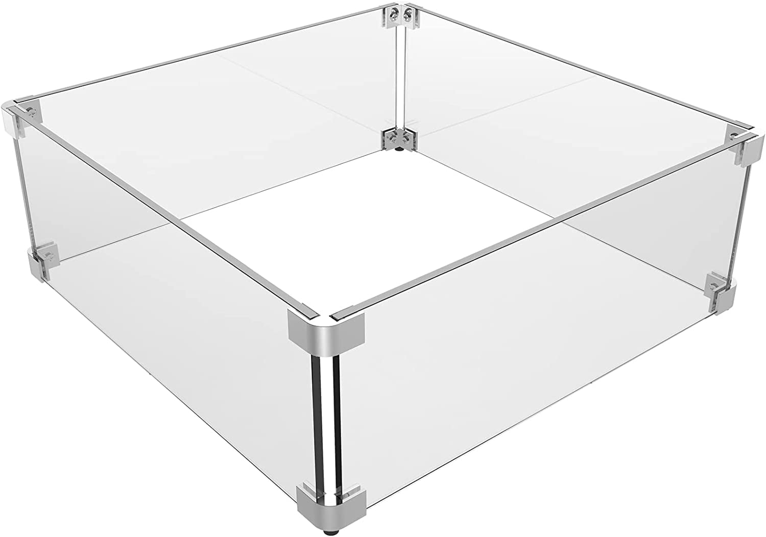 Fire Pit Glass Wind Guard 18 x 18 x 6 inch, Thick Square Heat