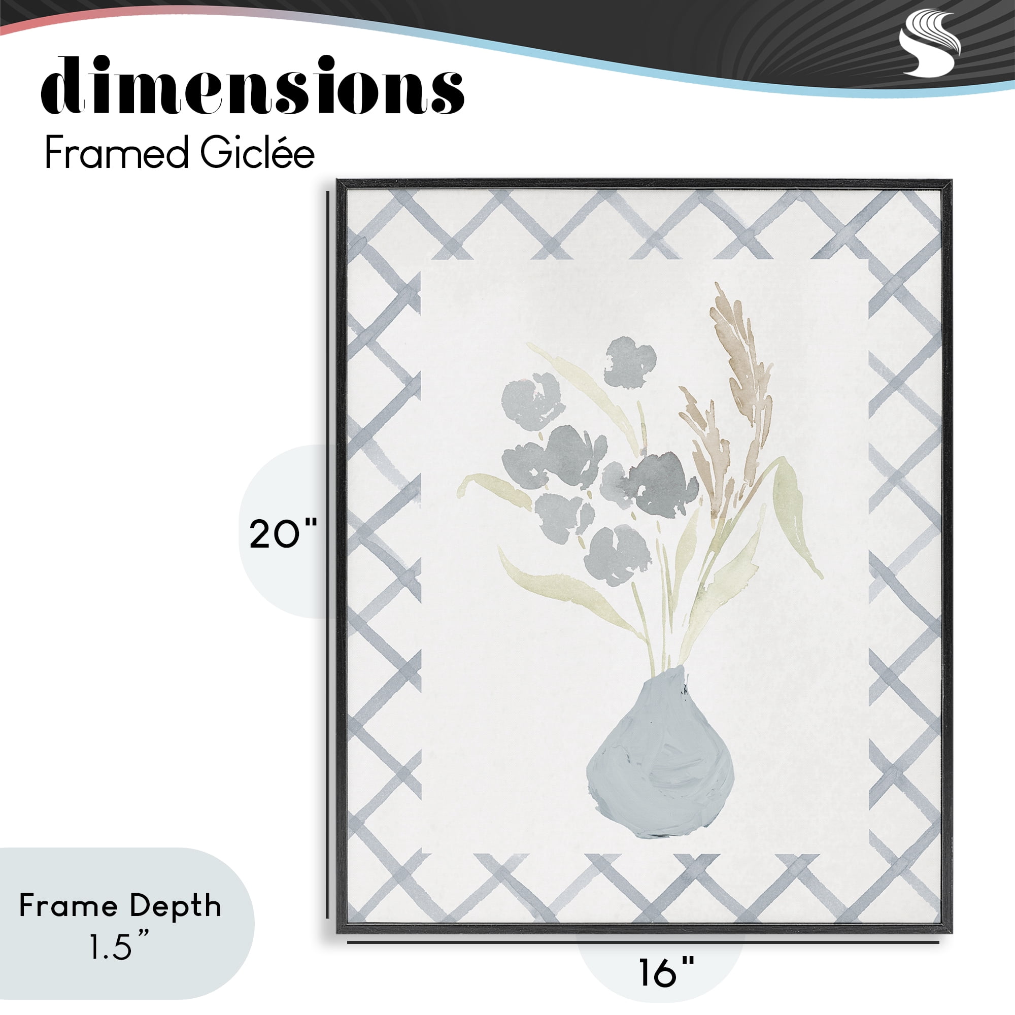 Stupell Industries Muted Blue Anna Bouquet Black Framed Giclee Art, design by Lucille Price