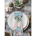 thumbnail image 2 of Easter Bunny Cloth Napkins Set of 8 Reusable Dinner Napkins, Colorful Eggs Cute Rabbit Blue Country Wooden Cocktail Napkin Washable Table Napkins for Wedding/Holiday Party/Baby Shower 20"x20", 2 of 7
