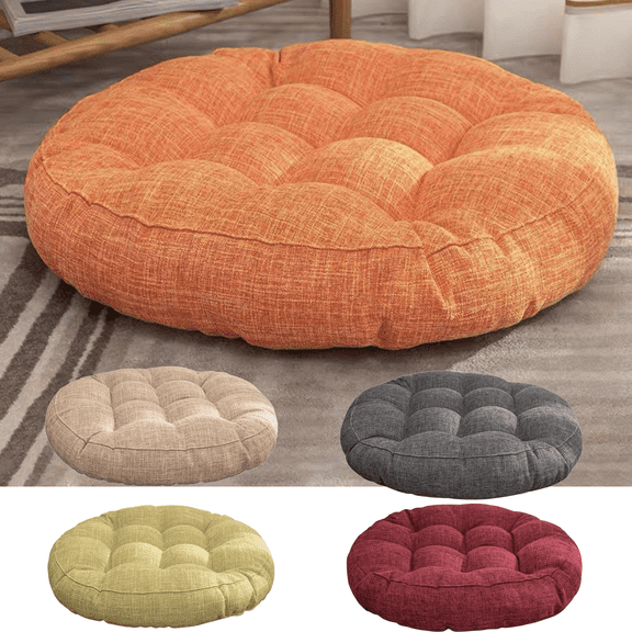 Taicans Floor Pillow,Meditation Floor Pillow,Round Large Pillows Seating for Adults,Tufted Linen Cushion for Tatami Living Room,16.5in