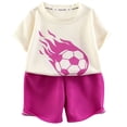 thumbnail image 6 of Freshbabe Kids 2 Piece Soccer Print Outfit, Short Sleeve Tee + Elastic Waist Shorts, Casual Sporty Wear,Multiple colors available, 6 of 6