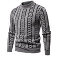 thumbnail image 2 of LOVZFMLL Chandails pour Hommes, Vintage Classique Rayé Acrylique Col Rond Côtelé Chandail, Mode Décontractée, Vêtements d'Automne, Hauts d'Hiver Chauds, 2 of 7