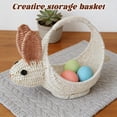 thumbnail image 4 of Easter Basket Rabbits-Shaped Gift Baskets With Handle Imitation Rattan Woven Easter Candy Eggs Small Flower Basket Storage Baskets Fruit Picking Picnic Basket Carrying Basket B, 4 of 8