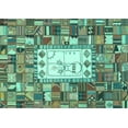 thumbnail image 1 of Ahgly Company Machine Washable Indoor Rectangle Oriental Turquoise Blue Traditional Area Rugs, 7' x 10', 1 of 4