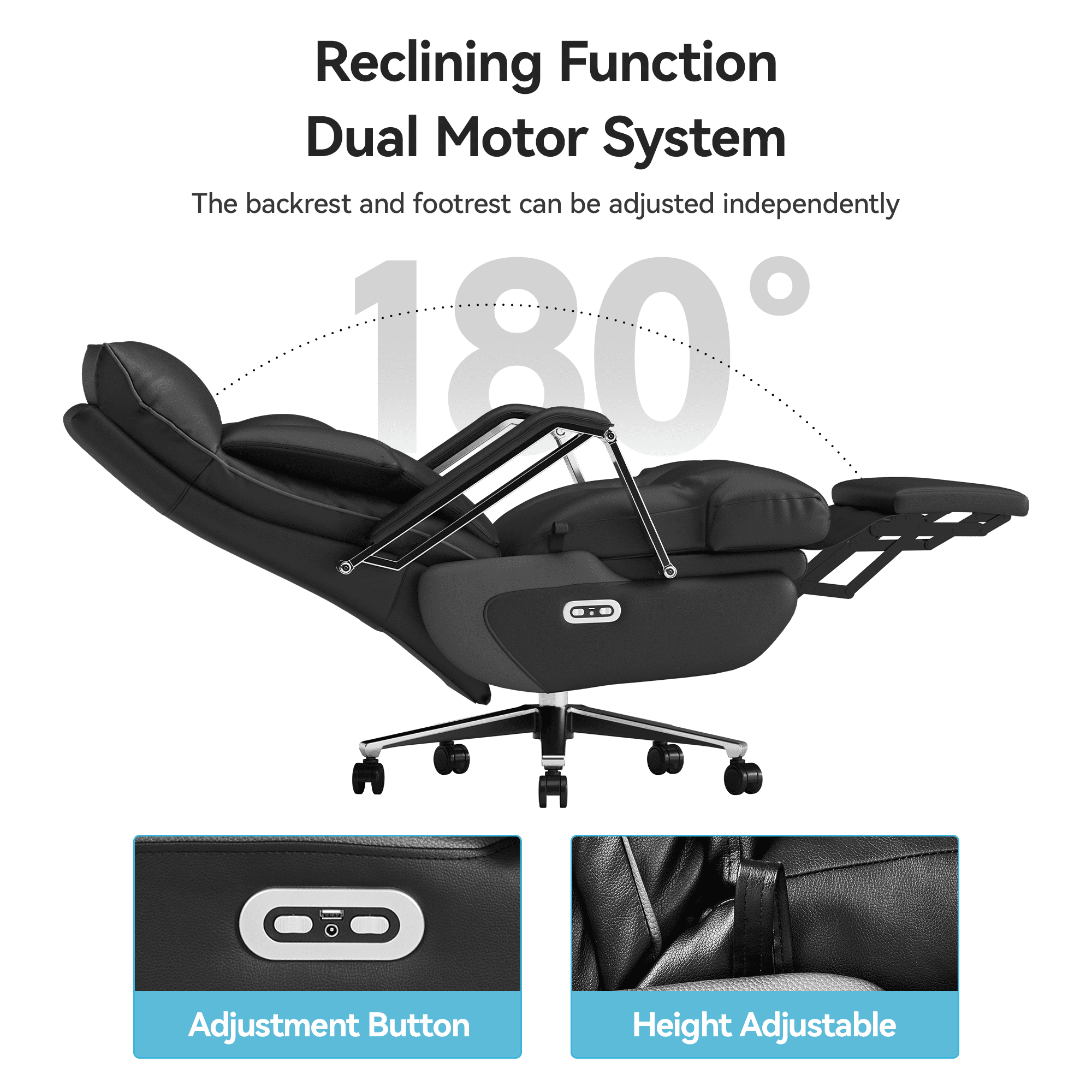 OKUP M80 Electric Power Reclining Office Chair with Footrest, Microfiber Leather Dual Motor Office Chair for Big and Tall 420lbs, Beige