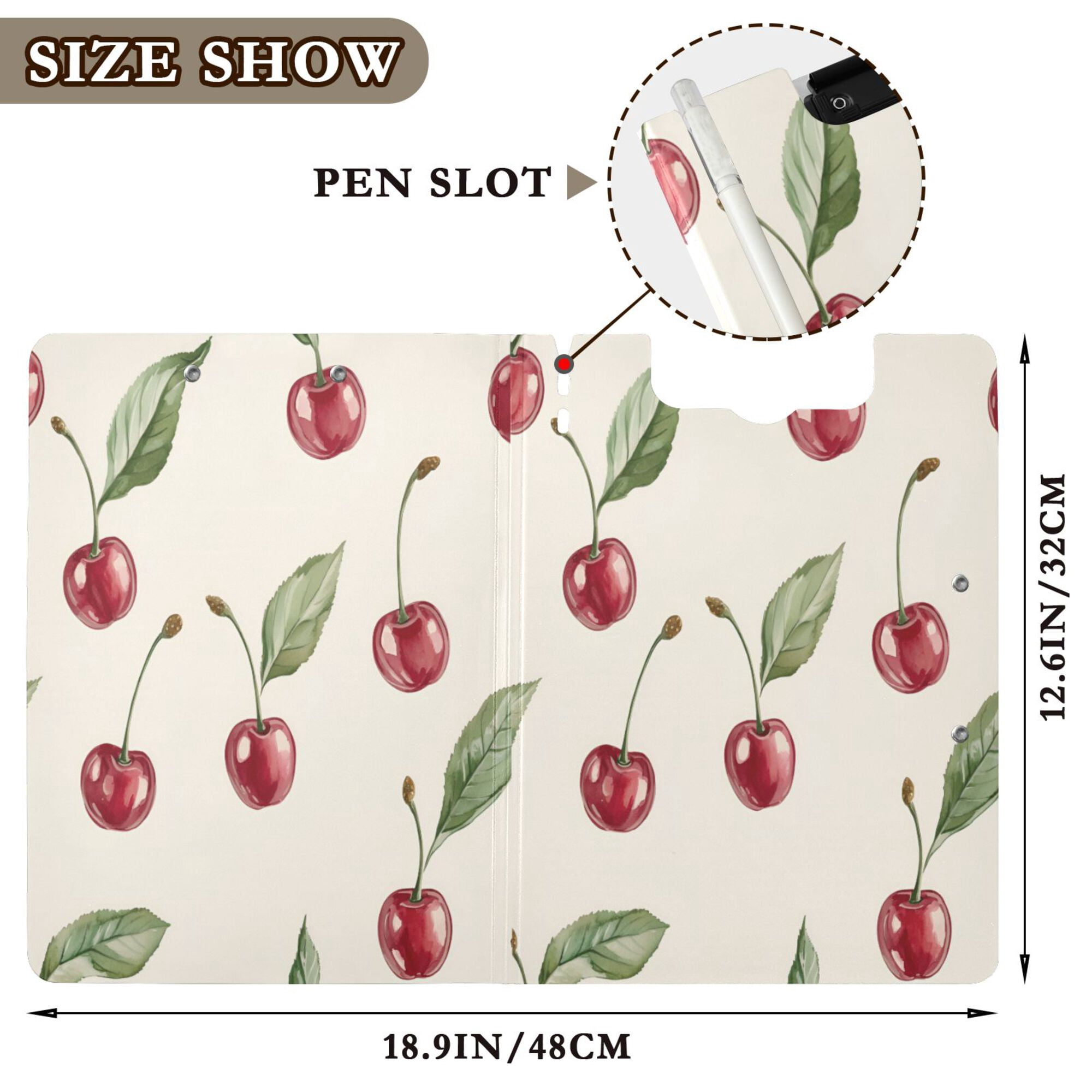 FORMRS A4 Clipboard Folder with Pen Holder Horizontal Foldable School Office Binder, Beige Cherry