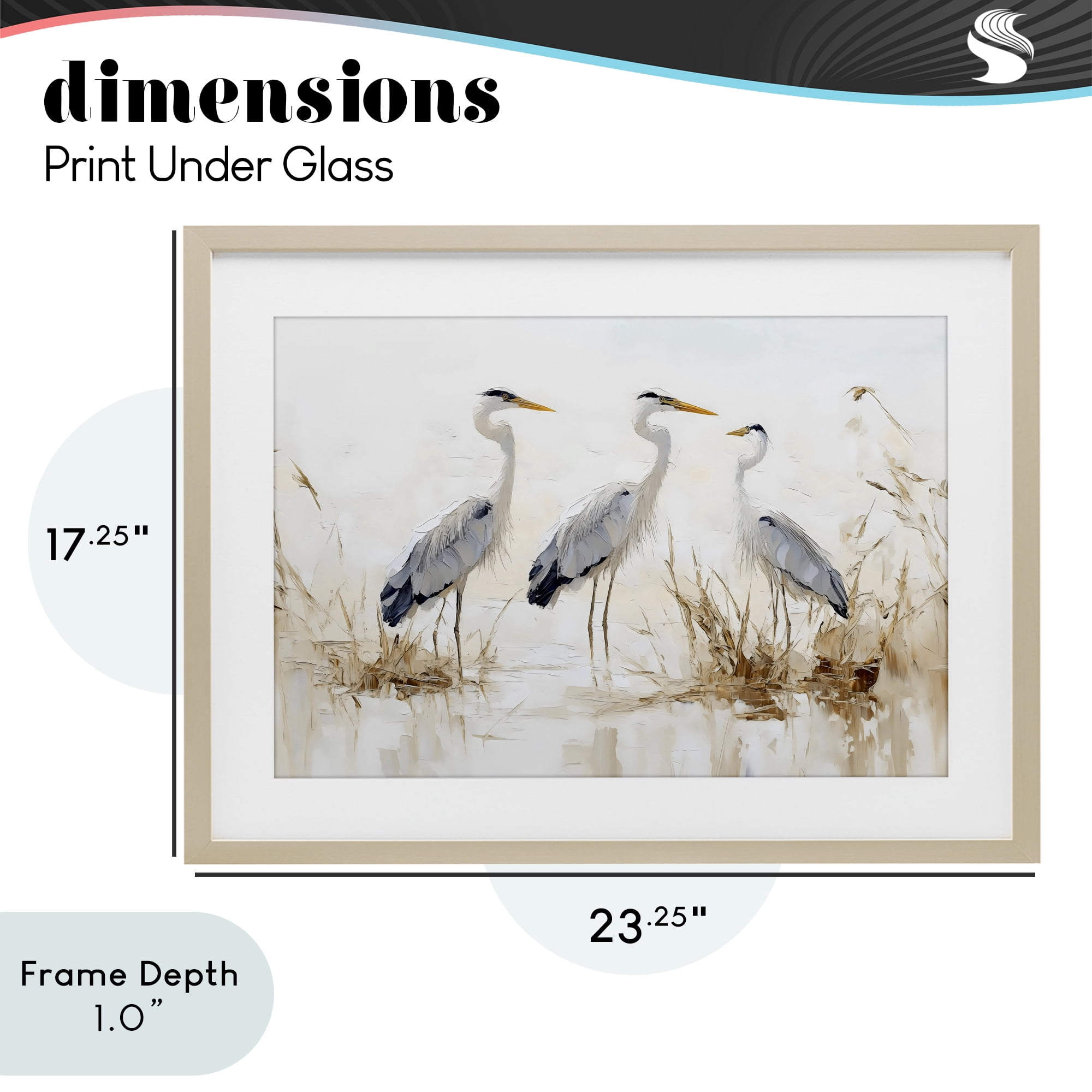 Stupell Industries Neutral Blue Herons in Reeds Birch Framed Print Under Glass, design by LSR Design Studio