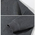 thumbnail image 6 of Fewfanhot Sweatshirts for Men Crewneck Solid Color Distressed With Holes Long Sleeve Sweatshirt Pullover Fall Winter Tops, 6 of 9