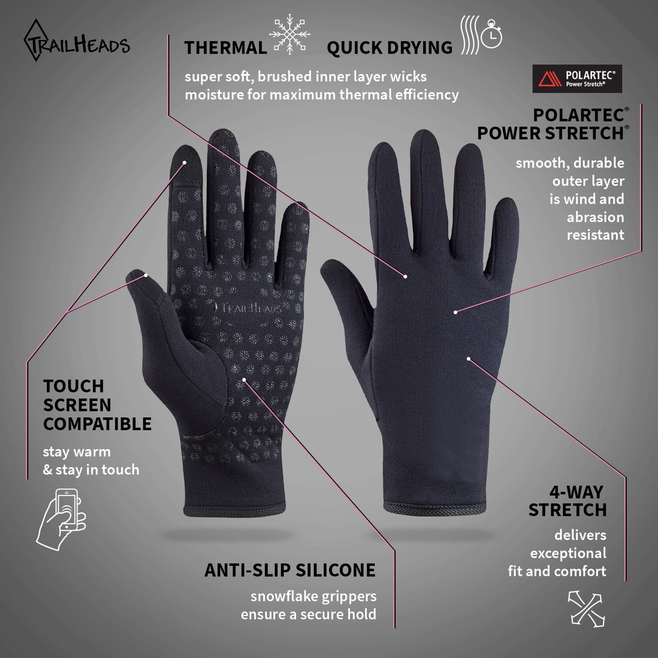 Hiking Gloves Women TrailHeads Women's Running Gloves