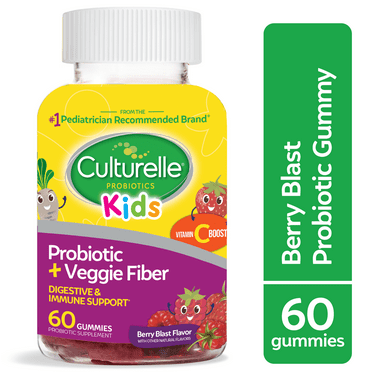 Culturelle Kids Probiotic   Veggie Fiber Gummies, Berry Blast, 60 Count