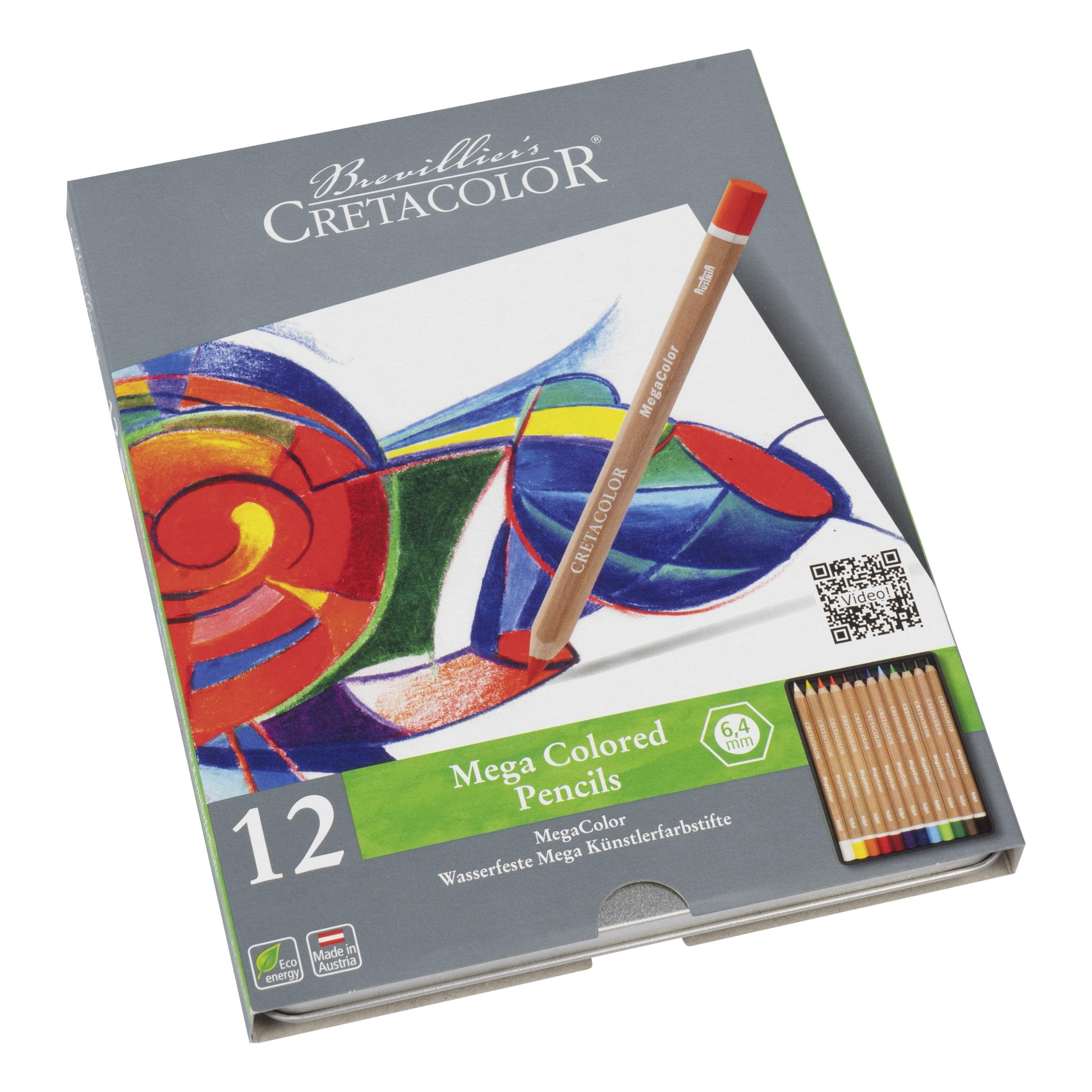 Cretacolor MegaColor Pencil Set, Megacolor Tin Set of 12 Assorted Colors