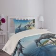 thumbnail image 4 of Ambesonne Animal Quilted Coverlet 2 Pcs, Wild Suchomimus Dinosaur, Twin Size, Blue Green Grey, 4 of 5