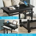 thumbnail image 5 of Tribesigns Small Mobile Computer Desk, Portable Adjustable Height Desk with Power Outlets and Storage Shelves for Home Office, Black, 5 of 10
