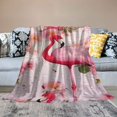 thumbnail image 2 of SHERONV PINK FLAMINGO BLANKET CUTE FLOWER BLANKET LADIES GIRLS LIGHT SOFT CRIB SOFA TRAVEL GIFT FLAMINGO, 2 of 6