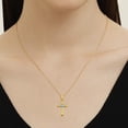 thumbnail image 3 of Taioiat Cross Necklaces for Women 14K Gold Plated March Birthstone Necklace Christian Pendant Religion Jewelry Gifts Wife Mother Girlfriend, 3 of 7