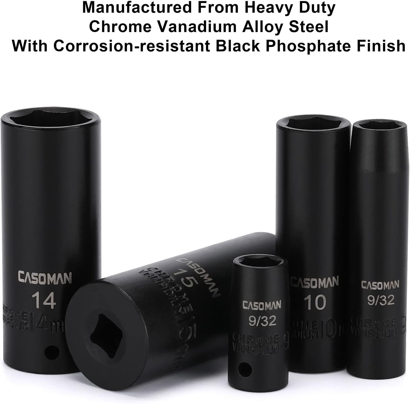 CASOMAN 50-Piece 1/4 Drive Impact Socket Set, SAE/Metric photo 3