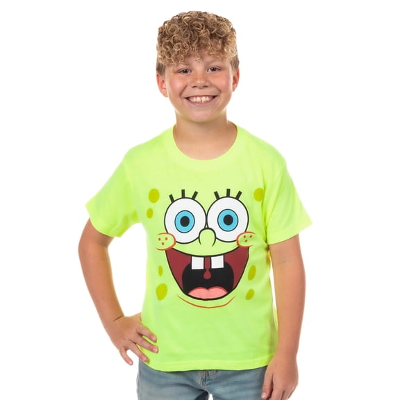 SpongeBob Squarepants T-Shirt Boy's Neon Big Face Short Sleeve Graphic Top