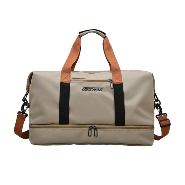 Sonducket Bolsa de viaje de separación húmeda y seca de tela - Bolsas de viaje de gran capacidad convenientes y prácticas Envolturas para manijas de equipaje Caqui