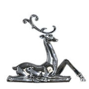 15.5" Metallic Silver Glossy Finished Large Sitting Deer Tabletop Decor