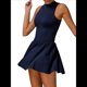thumbnail image 3 of Vestido de Golf y Tenis para Mujer con Sujetador Incorporado, Pantalones Cortos con Cremallera, Corte Entallado, Falda Deportiva con Bolsillos Azul Oscuro L, 3 of 10