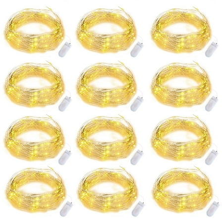 12 Pack Mini Lights, Emlimny 6.5 ft with 20 LED Fairy Lights Waterproof String Lights for Mason Jar/Centerpiece Table/Bedroom/Wedding /Valentines/Christmas/Outdoors/Indoor Decoration