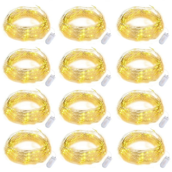12 Pack Mini Lights, Emlimny 6.5 ft with 20 LED Fairy Lights Waterproof String Lights for Mason Jar/Centerpiece Table/Bedroom/Wedding /Valentines/Christmas/Outdoors/Indoor Decoration