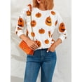 thumbnail image 4 of Women's Halloween Pumpkin Print Sweatshirt Long Sleeve Crewneck Shirts Fall Spring Casual Pullover Tops, 4 of 6