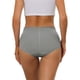 thumbnail image 3 of INSPIRAR CHIC Ropa interior de algodón para mujeres, bragas de talle alto con encaje, control de abdomen y cobertura total en gris, 3 of 4