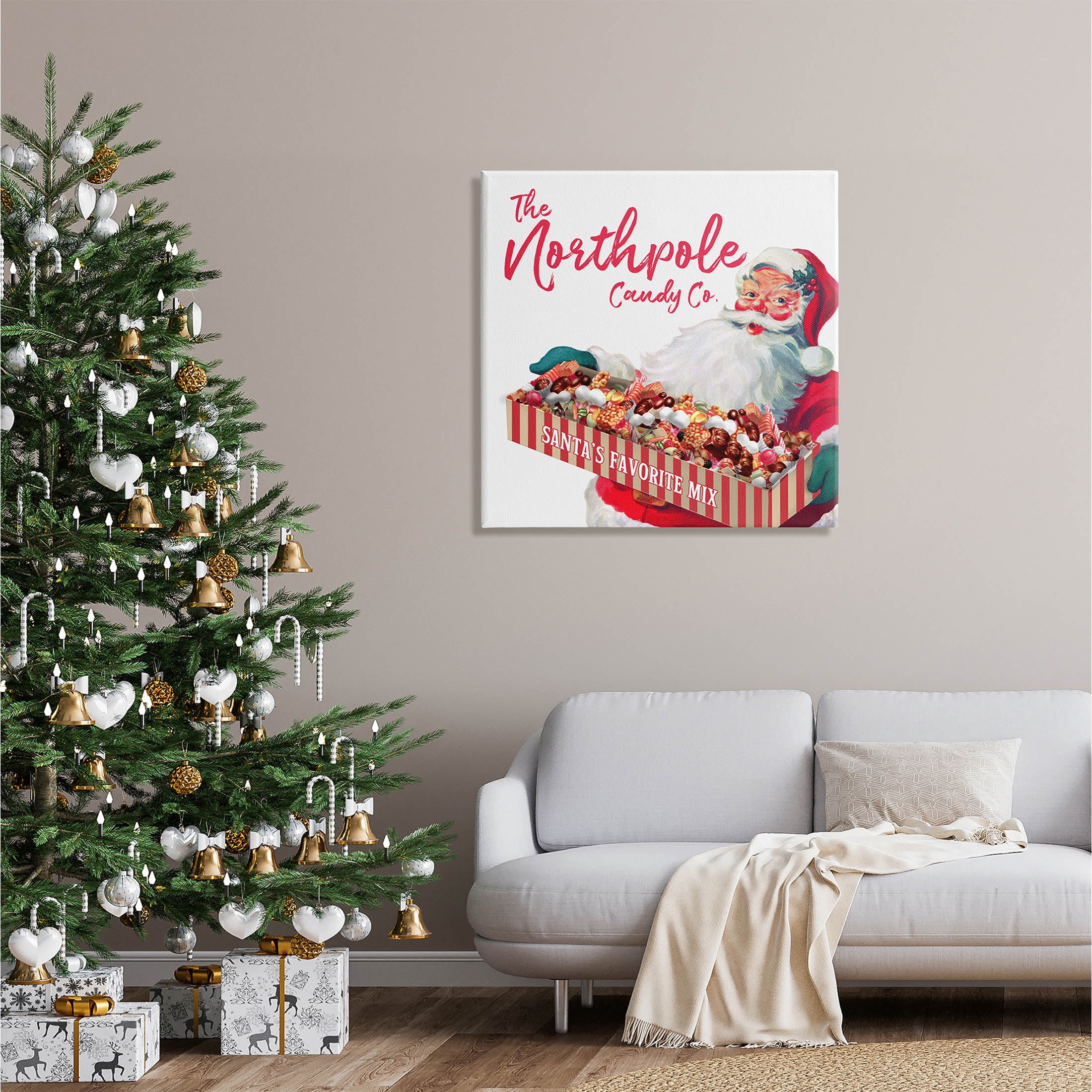 Stupell Industries Vintage Northpole Candy Santa Claus Graphic Art Gallery Wrapped Canvas Print Wall Art, Design by The Saturday Evening Post