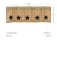 thumbnail image 4 of VHC Brands Burlap Natural with Black Stars Primitive 16"x60" Valance Tan Rod Pocket Stenciled Cotton Kitchen Window Curtains, 4 of 5