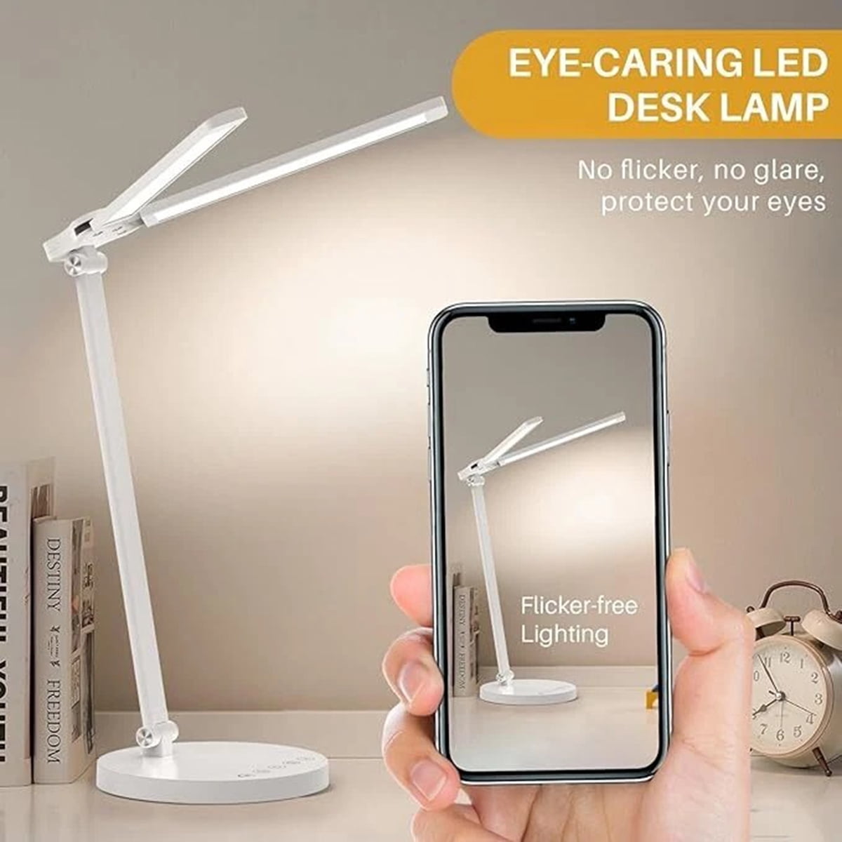 Eurhowing Dual-Head LED Desk Lamp, 10W USB Charging Lamp, 5-Level & Timer Eye-Caring Desk Light for Gaming, Office, Study