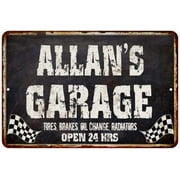 ALLAN'S Garage Black Grunge Sign 8x12 Decor Gift 208120005118