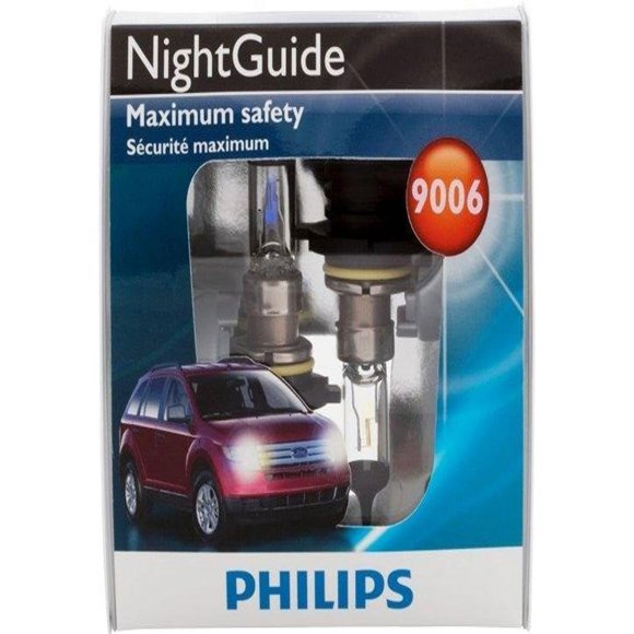 Philips 9006 NightGuide Headlight Bulbs (Low-Beam), Pack of 2