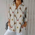 thumbnail image 4 of Enjoytime Womens Shirts Christmas Print Long Sleeve Button Down Blouses Casual Collared Fall Fashion Plus Size Womens Tops, 4 of 6