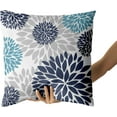 thumbnail image 4 of Navy Blue Throw Pillows Covers 18x18 Set of 2, Purplish Aqua Dahlia Flower Pillow Cushion Cases, Teal Grey Floral Decor Throw Pillows Cover Gifts for Bed Couch Sofa Living Room, 4 of 6