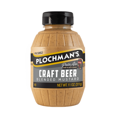Plochmans Craft Beer Mustard, Squeeze Barrel, 11 oz