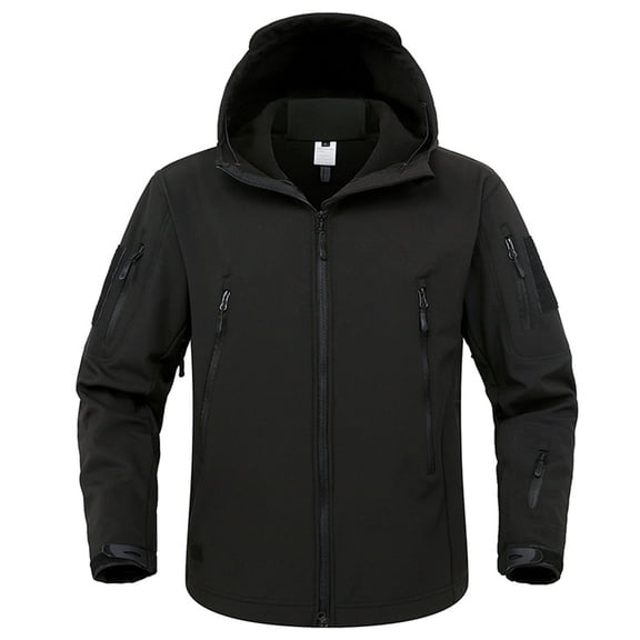 YLSDY Men's Tactical Military Jacket Winter Fleece Softshell Waterproof Windproof Outdoor Coats Thermal Hiking Camping Hunting Clothes Black XXL