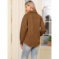 thumbnail image 3 of DARING DIVA Faux Suede Turn-Down Collar Long Sleeve Button Down Jackets XS Brown, 3 of 6